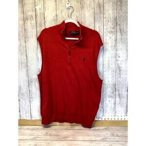 Polo Ralph Lauren Red Pima Cotton 1/4 Zip Sweater Vest - Size XL
